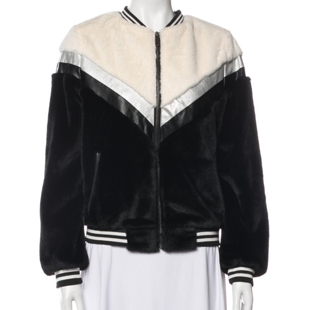 Women's Black and Cream Jacket with Silver Accents Aparis